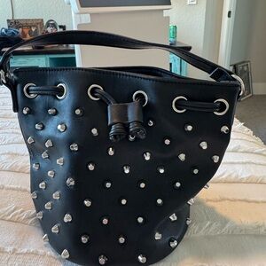 Studded Black Bucket Bag